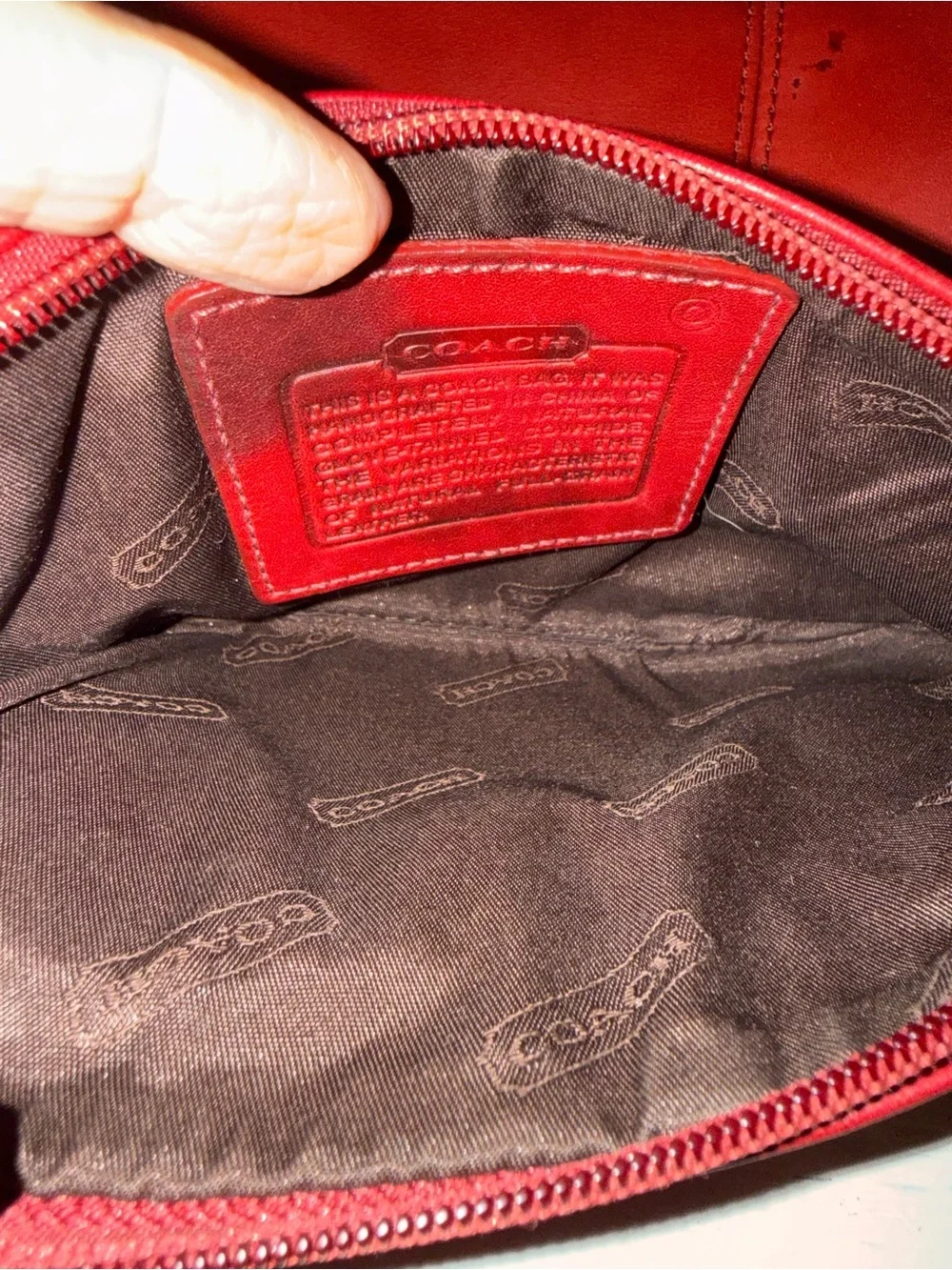 Vintage rare red leather Coach wristlet with brass hardware